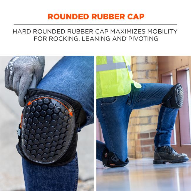 Rounded rubber cap: hard rounded rubber cap maximizes mobility for rocking, leaning and pivoting. 