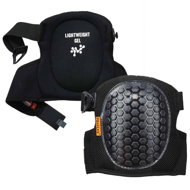 367 Black Round Cap Lightweight Gel Knee Pads paired image 1