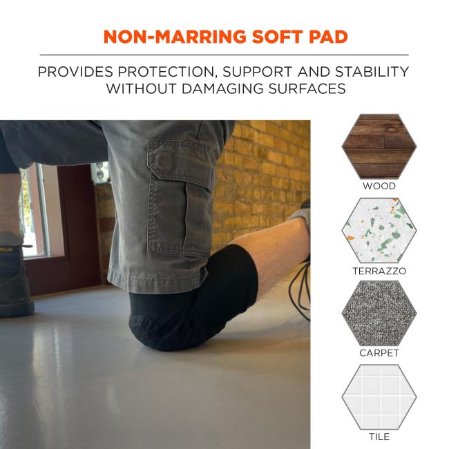 Non-marring soft pad: provides protection, support and stability without damaging surfaces. Great for wood, terrazzo, carpet and tile. 