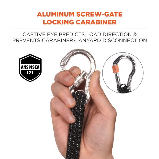 Ergodyne 19Squids 3100F(x) Tool Lanyard Single Carabiner - 10lbs, Orange  and Gray, Standard