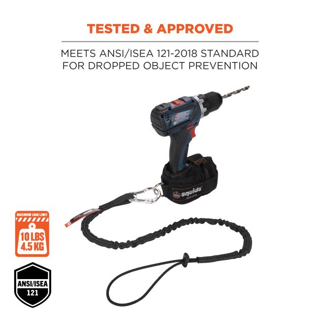 Aluminum screw-gate locking carabiner: captive eye predicts load direction and prevents carabiner disconnected. Badge says ANSI/ISEA 121
