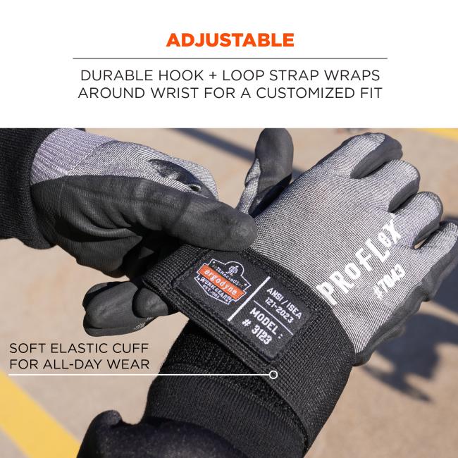 Adjustable: durable hook and loop strap wraps around wrist for a customized fit. Soft elastic cuff for all-day wear