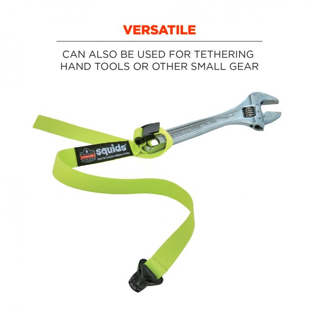 Versatile: can also be used for tethering hand tools or other small gear. Image shows lanyard attached to wrench.