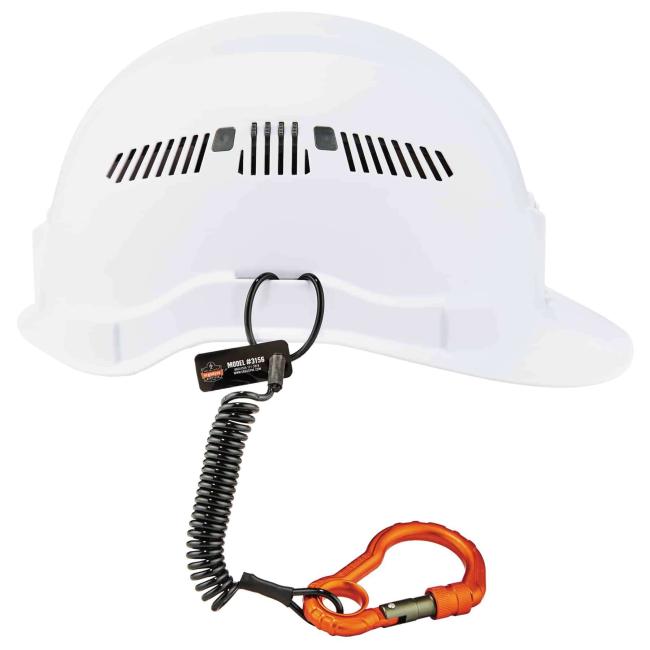 3156 Black Coil Hard Hat Lanyard with Single Carabiner image 2
