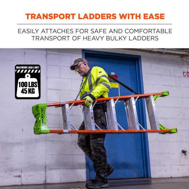 Transport ladders with ease: easily attaches for safe and comfortable transport of heavy bulky ladders. Max weight limit: 100 lbs / 45kg