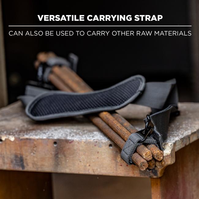 Versatile carrying strap: can also be used to carry other raw materials
