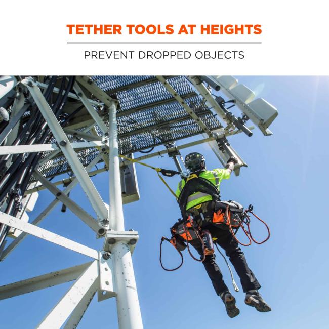 Tether tools at heights: prevent dropped objects