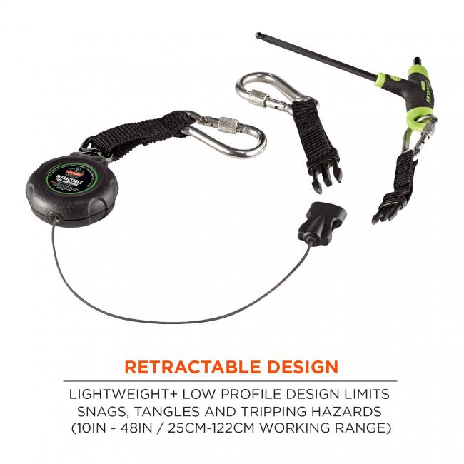 Retractable design: lightweight + low profile design limits snags, tangles and tripping hazards (10in-48in) 25cm-122cm working range) 