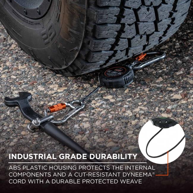 industrial grade durability: abs plastic housing protects the internal components and a cut-resistant dyneema cord with a durable protected weave 