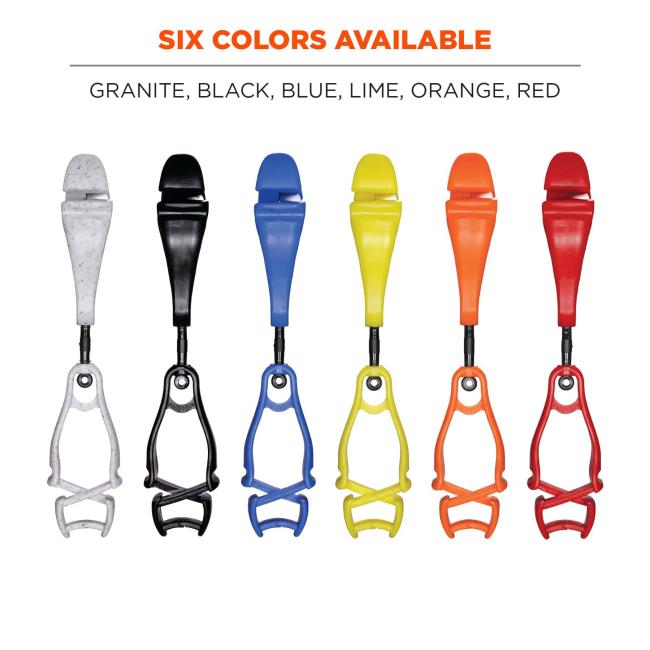 six colors available: granite, black, blue, lime, orange, red