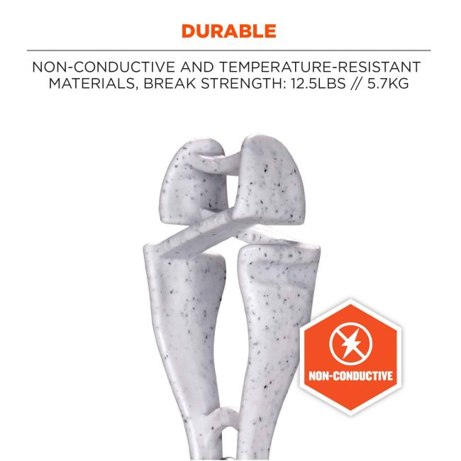 durable: non-conductive and temperature-resistant materials, break strength: 12.5lbs // 5.7kg. non-conductive