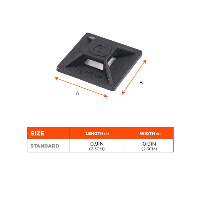 Size chart for accessory mount: standard size is 0.9in(2.3cm) in length and 0.9in(2.3cm) in width. 
