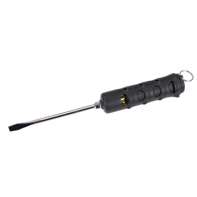 Tool grip and tether attachment-encased screwdriver