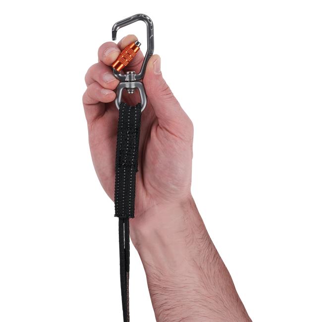 elastic tool tail lanyard carabiner in detail