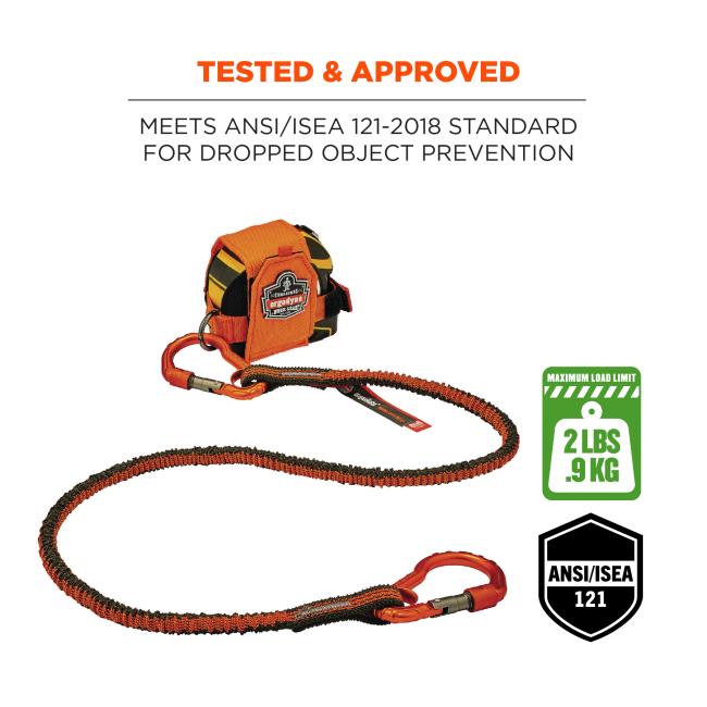 tested & approved: meets ansi/isea 121-2018 standard for dropped object prevention .