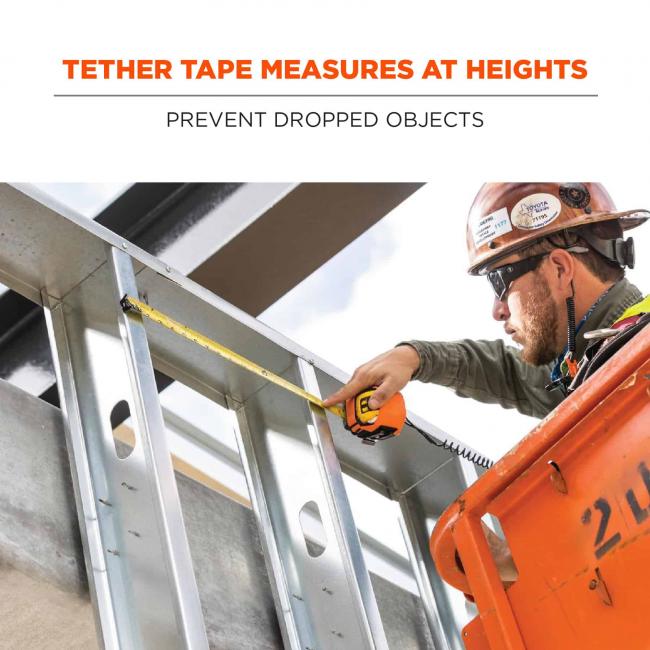 tether tape measures at heights: prevent dropped objects