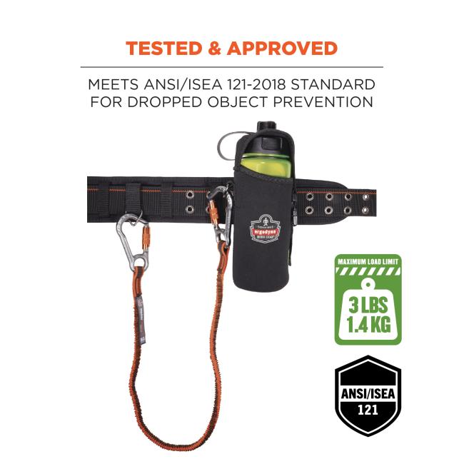 tested and approved: meets ansi/isea 121-2018 standard for dropped object prevention