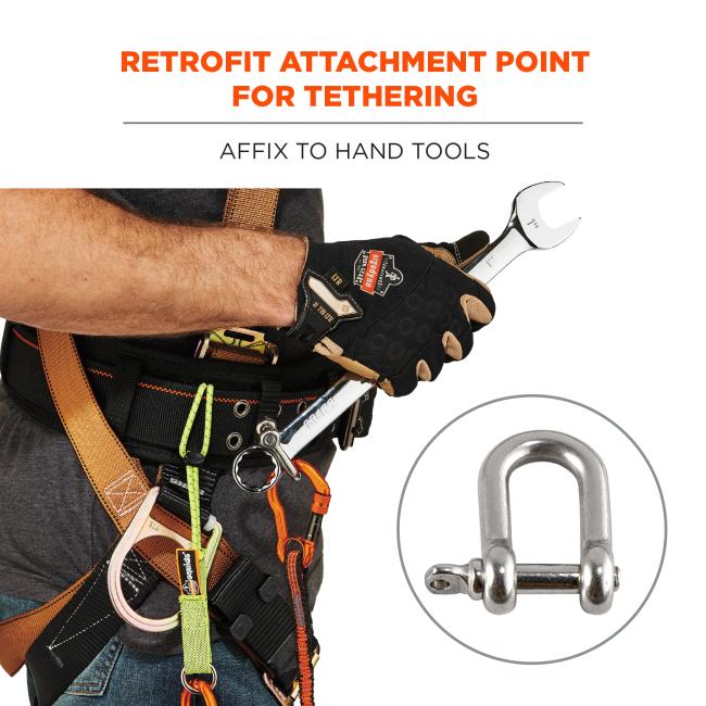 Retrofit attachment point for tethering, affix to hand tools