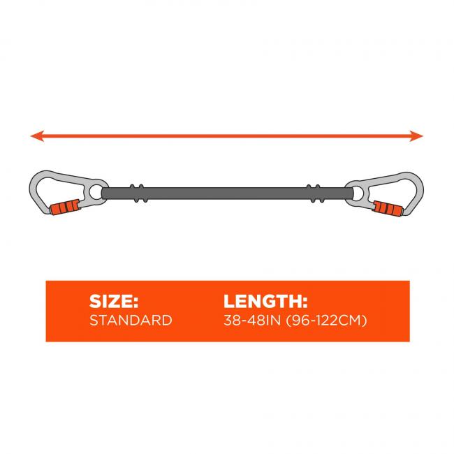 Size chart. Standard size is 38-48in(96-122cm) in length
