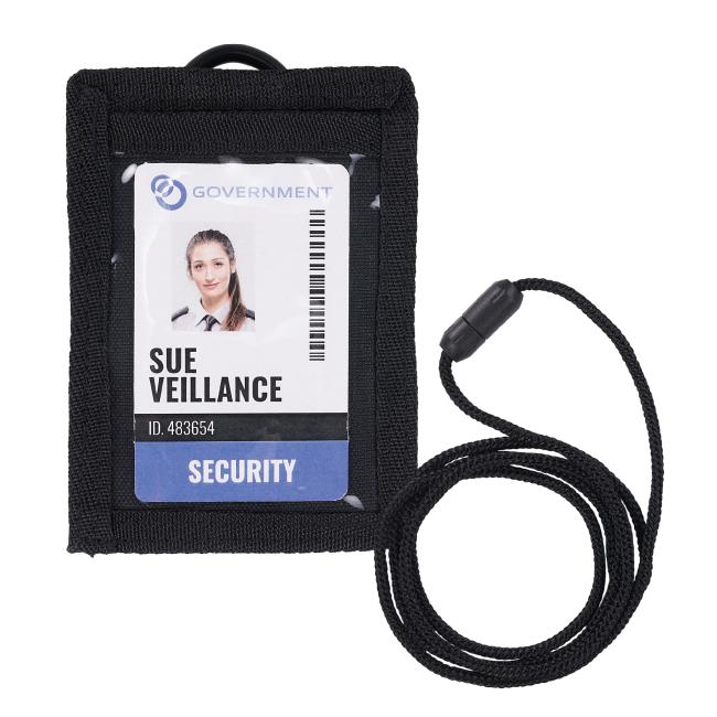Front view of wallet ID badge holder
