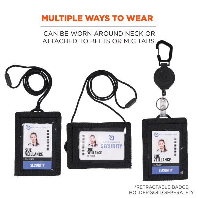 Multiple ways to wear: can be worn around neck or attached to belts or mic tabs. Retractable badge holder sold seperately