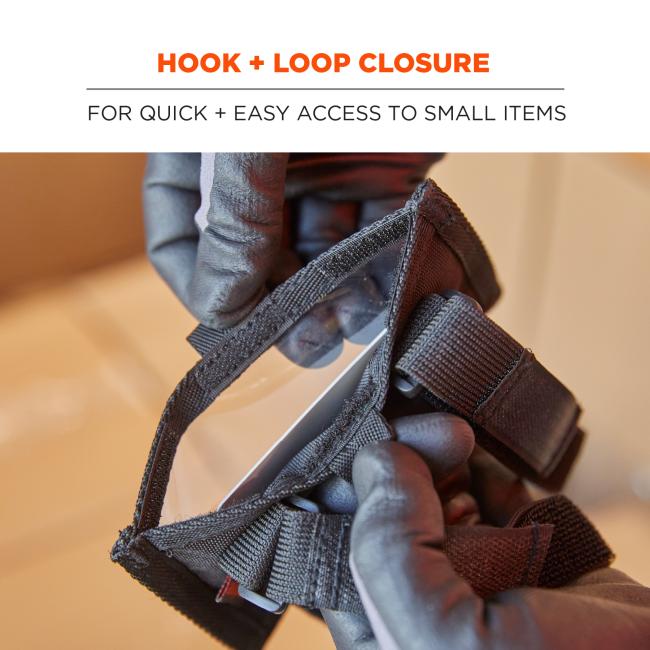 Hook and loop closure: for quick and easy access to small items