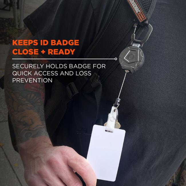 Keeps id badge close and ready: securely holds badge for quick access and loss prevention