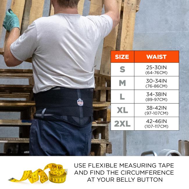 Size chart: Small (S): Waist 25-30IN (64-76CM), Medium (M): Waist 30-34IN (76-86CM), Large (L): Waist 34-38IN (89-97CM), Extra Large (XL): Waist 38-42IN (97-107CM), 2X Large (2XL): Waist 42-46IN (107-117CM). Use flexible measuring tape and find the circumference at your belly button