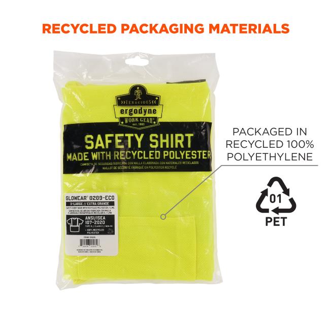 Recycled packaging materials: packaged in recycled 100% polyethylene. 01 PET .
