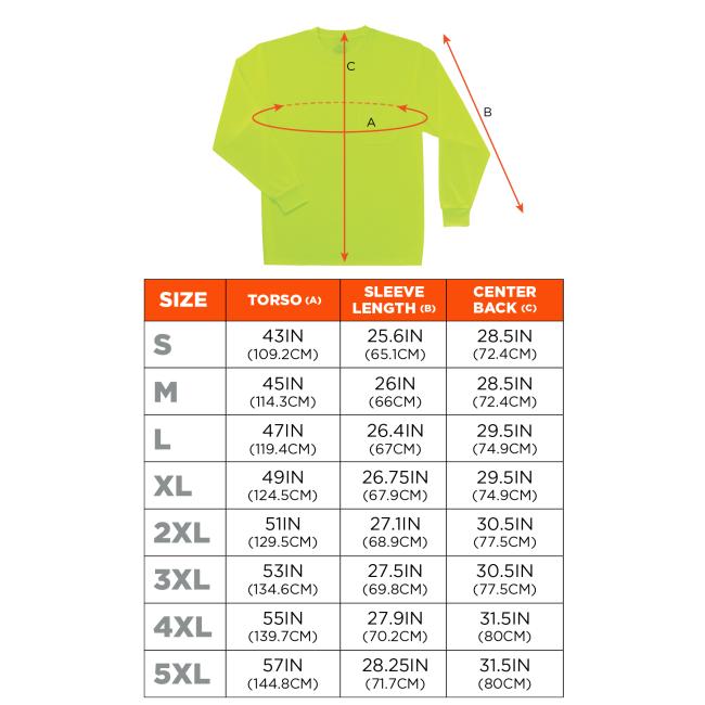 Size Chart for sizes S-5XL. View size chart before the size selector for better screen reader experience. 