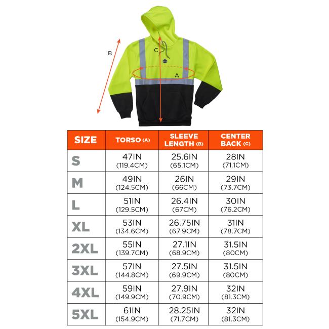 Size Chart for sizes S-5XL. View size chart before the size selector for better screen reader experience. 