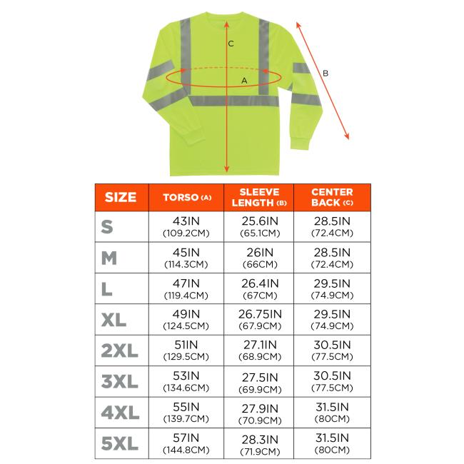 Size Chart for sizes S-5XL. View size chart before the size selector for better screen reader experience. 