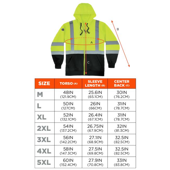 Size Chart for sizes S-5XL. View size chart before the size selector for better screen reader experience.