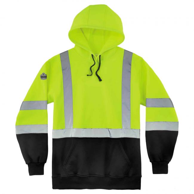 8373 M Lime Type R Class 3 Blk Front Hooded Sweatshirt image 1