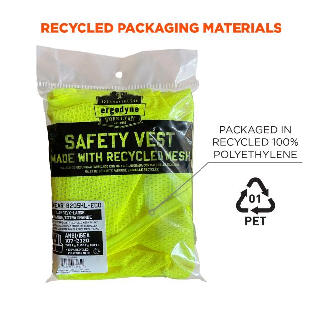 Recycled packaging materials: packaged in recycled 100% polyethylene. 01 PETv .