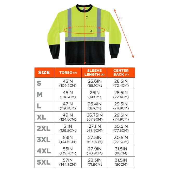 Size Chart for sizes S-5XL. View size chart before the size selector for better screen reader experience. 