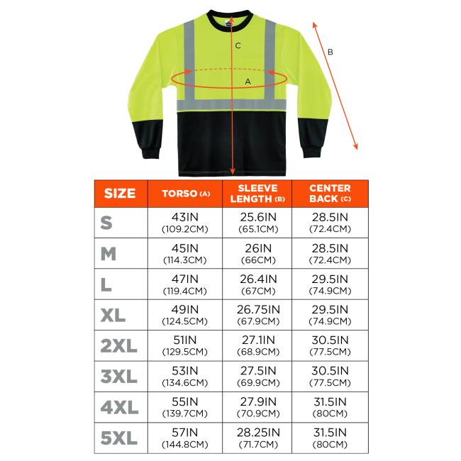 Size Chart for sizes S-5XL. View size chart before the size selector for better screen reader experience. 