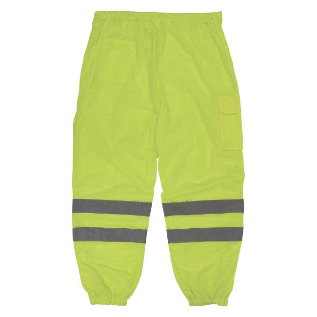 Back of lime hi-vis pants