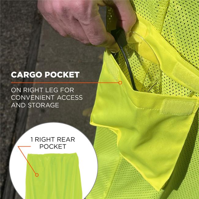 Cargo pocket: on right leg for convenient access and storage. 1 right rear pocket