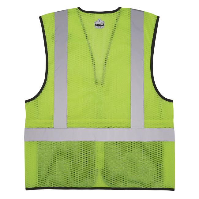 Back view of lime 8210zbk mesh hi vis safety vest 