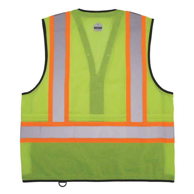 Back view of lime 8251hdzbk two tone hi vis safety vest