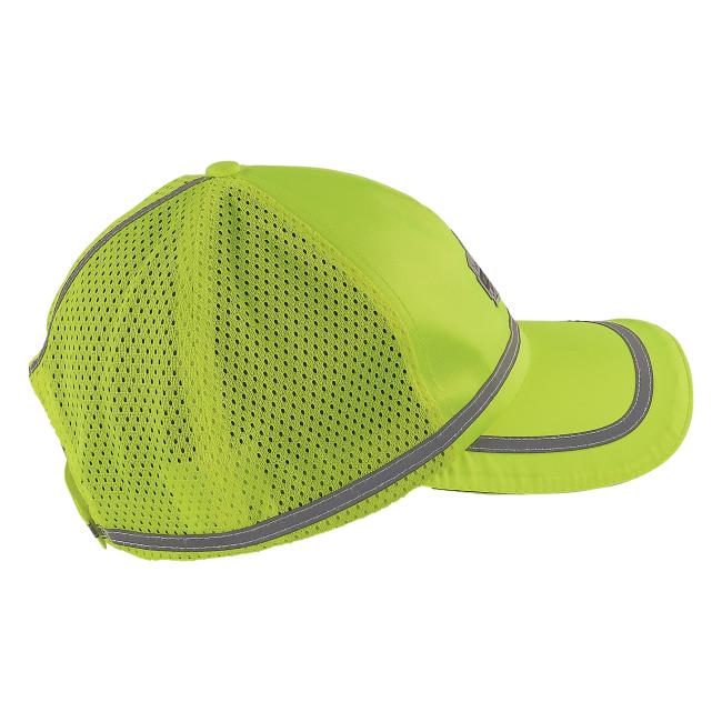 Side profile view of lime hi-vis baseball hat