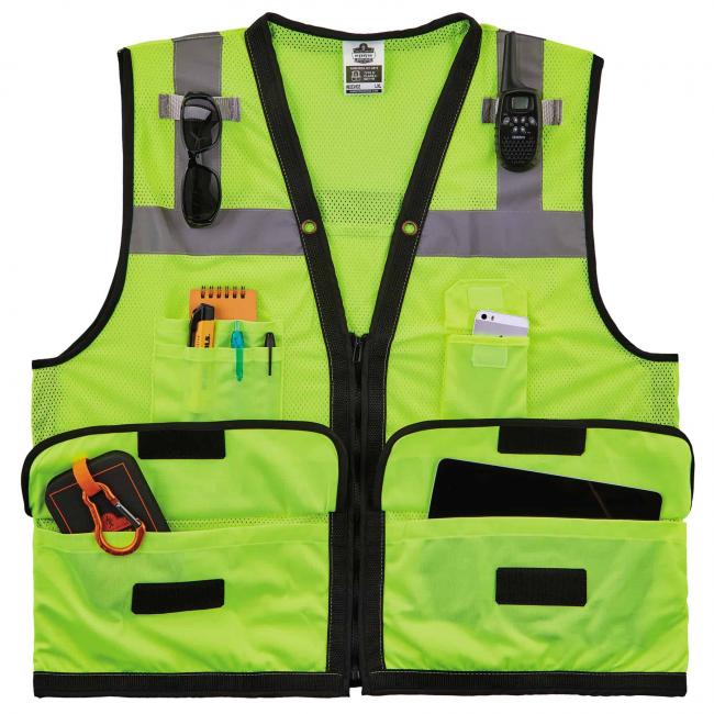 8253HDZ S/M Lime Type R Class 2 Heavy-Duty Mesh Surveyors Vest image 3