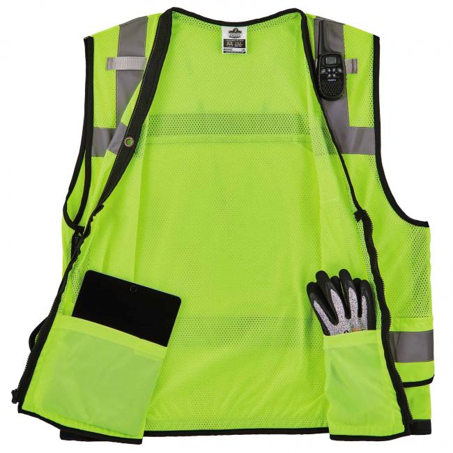 8253HDZ S/M Lime Type R Class 2 Heavy-Duty Mesh Surveyors Vest image 4