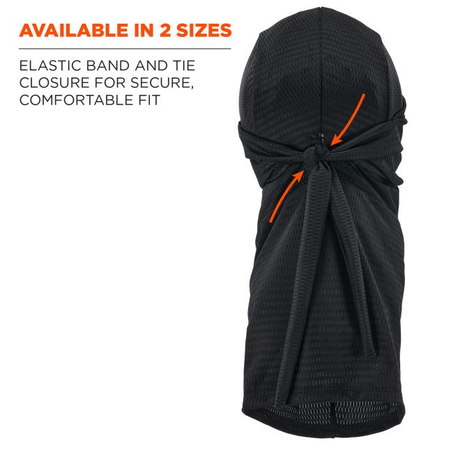 Available in 2 sizes: elastic band and tie closure for secure, comfortable fit