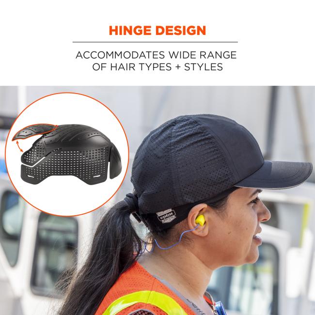 Hinge design: accommodates wide range of hair types and styles