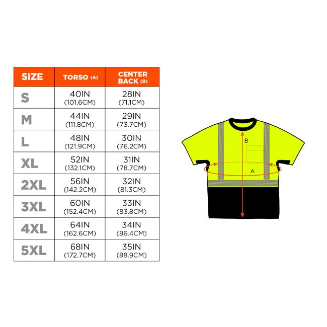 Size Chart for sizes S-5XL. View size chart before the size selector for better screen reader experience. 