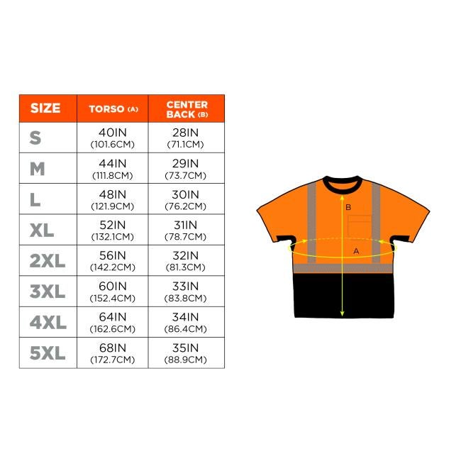 Size Chart for sizes S-5XL. View size chart before the size selector for better screen reader experience. 