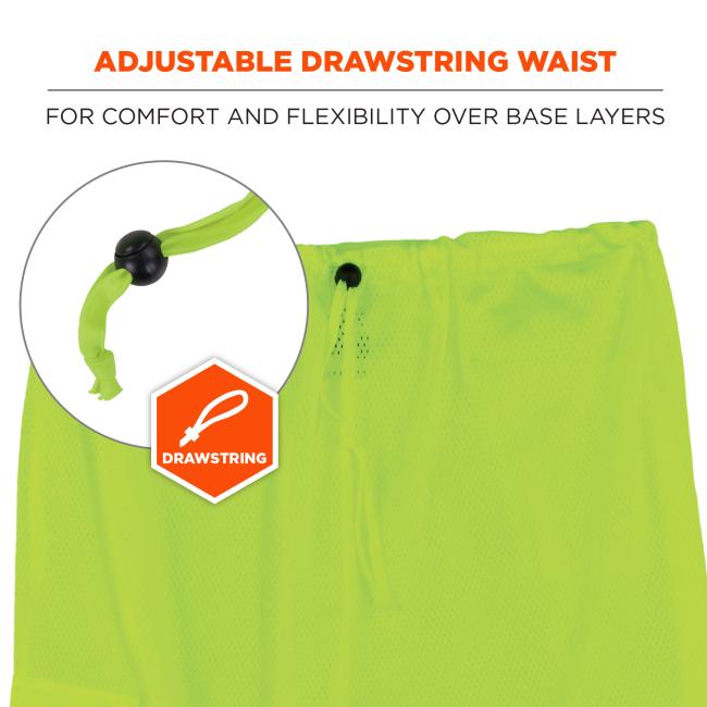 Adjustable drawstring waist for comfort and flexibility over base layers. Drawstring