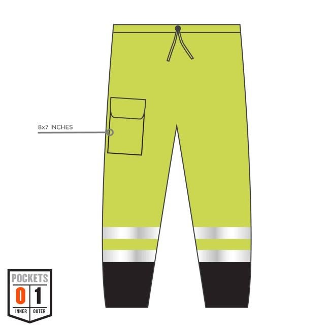 Diagram points to pocket and says “8s7 inches”. Icon on bottom left says 0 inner pockets, 1 outer pocket